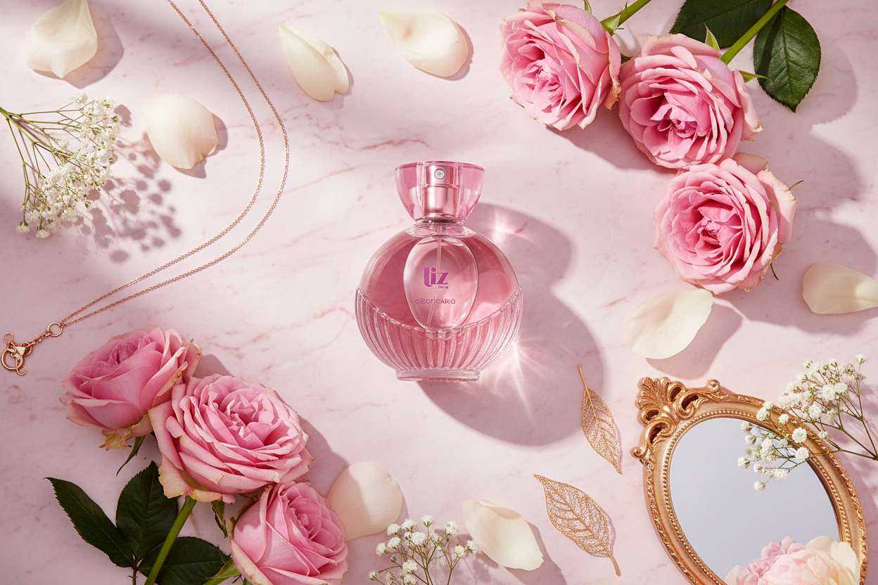 Flat lay floral romântico