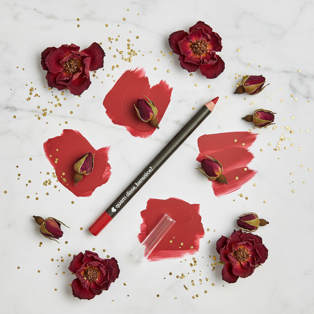 Flat lay lápis labial